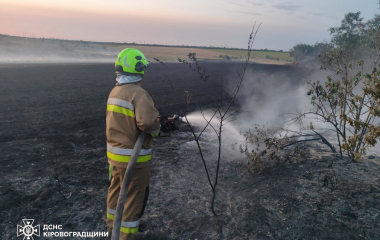  На Кіровоградщині рятувальники двічі гасили займання на відкритих територіях